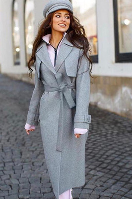 Пальто весеннее женское серое