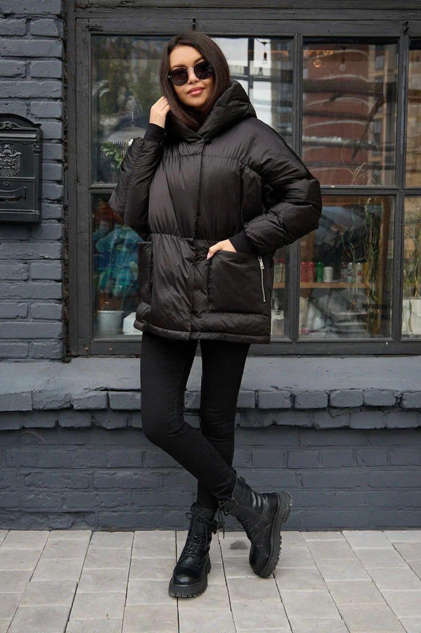 Молодежный пуховик оверсайз черный