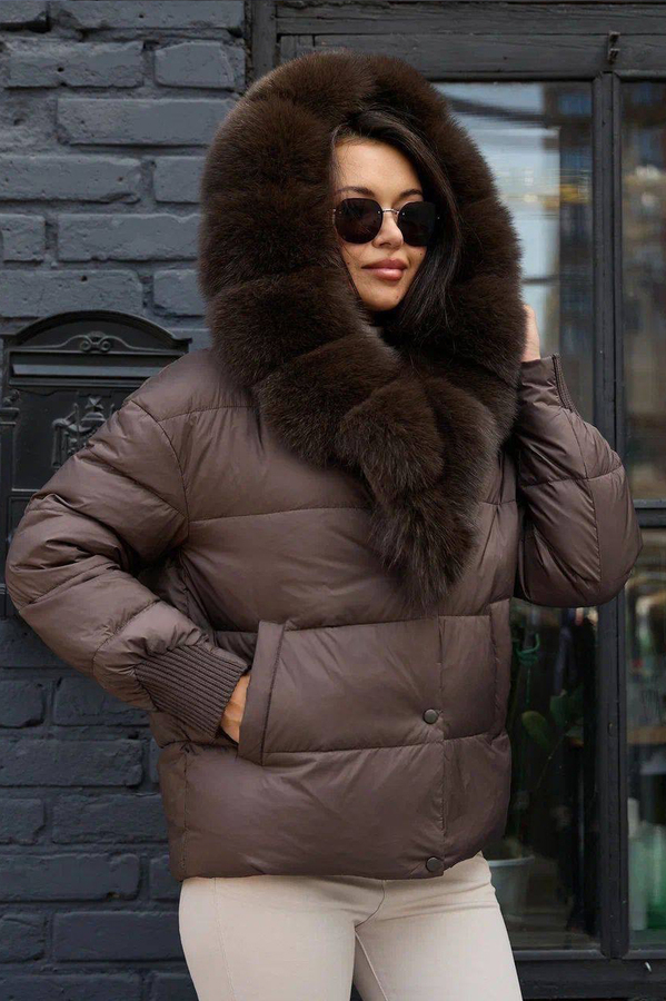 Зимняя пуховая куртка Vivilona коричневая