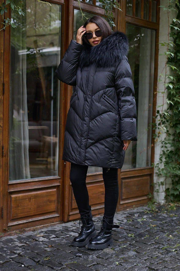 Длинная пуховая куртка Vo tarun с натуральным мехом