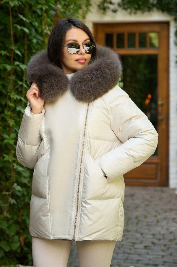 Модный пуховик зимний с большими карманами как у Бородиной