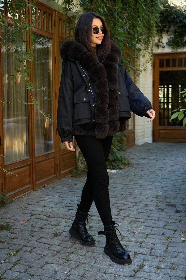 Женская зимняя куртка парка Vivilona с мехом песца