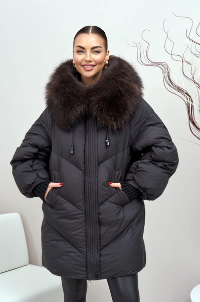 Удлиненный женский пуховик Vivilona зима 2025-2026