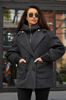 Стильный женский демисезонный пуховик шерстяной