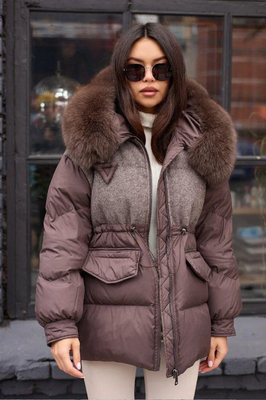 Теплый женский пуховик Bogerner коричневый