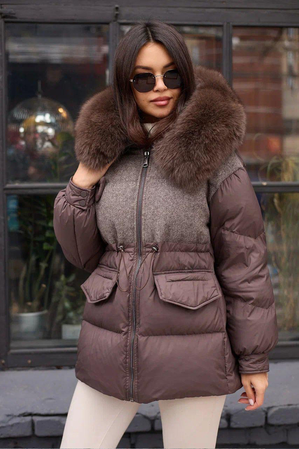 Теплый женский пуховик Bogerner коричневый