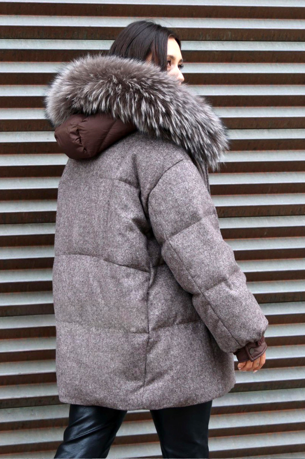 Женский шерстяной пуховик Pang Million с мехом