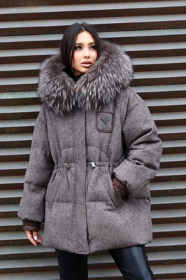 Женский шерстяной пуховик Pang Million с мехом