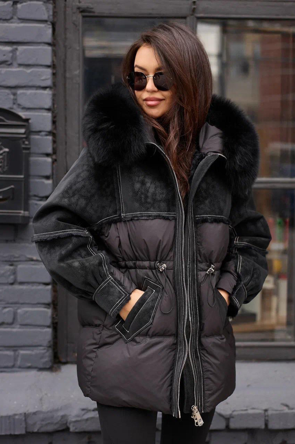 Стильный женский пуховик зима 2025-2026 черный