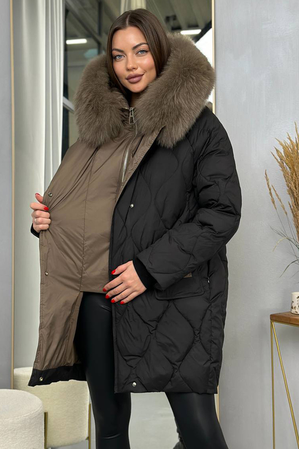 Брендовая длинная куртка черная