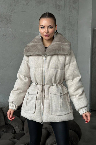 Модная пуховая куртка парка с мехом норки на зиму