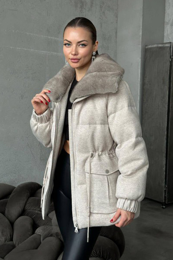 Модная пуховая куртка парка с мехом норки на зиму