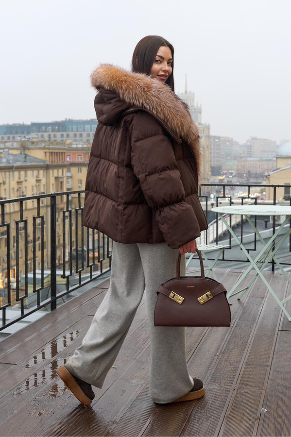 Дутое пуховое пальто 