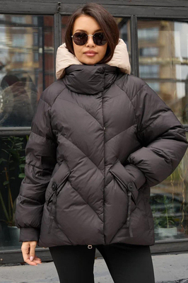 Дешевый пуховик с капюшоном черный