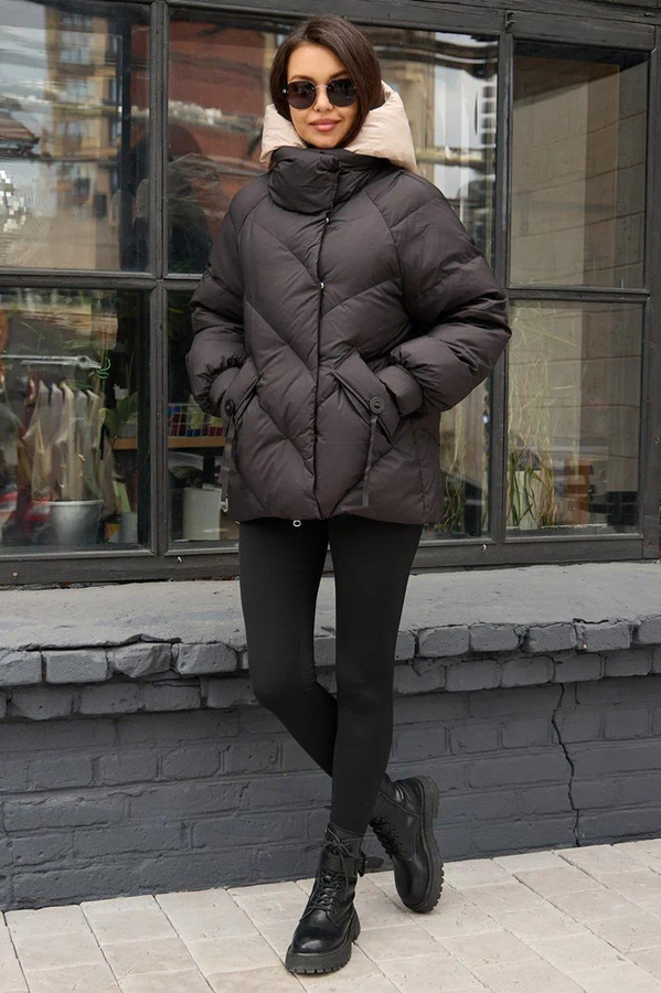 Дешевый пуховик с капюшоном черный