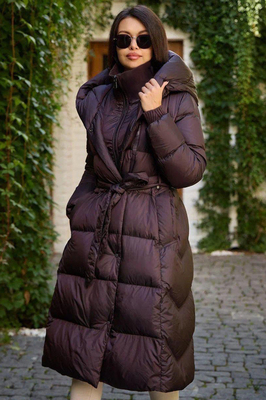 Женский оверсайз пуховик Vivilona с поясом