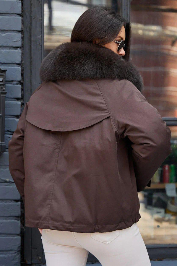 Короткий зимний пуховик трансформер с пухом недорого